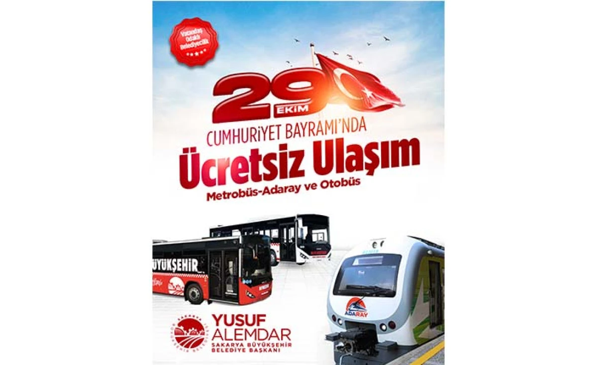 29 Ekim Cumhuriyet Bayramı’nda Ulaşım Ücretsiz