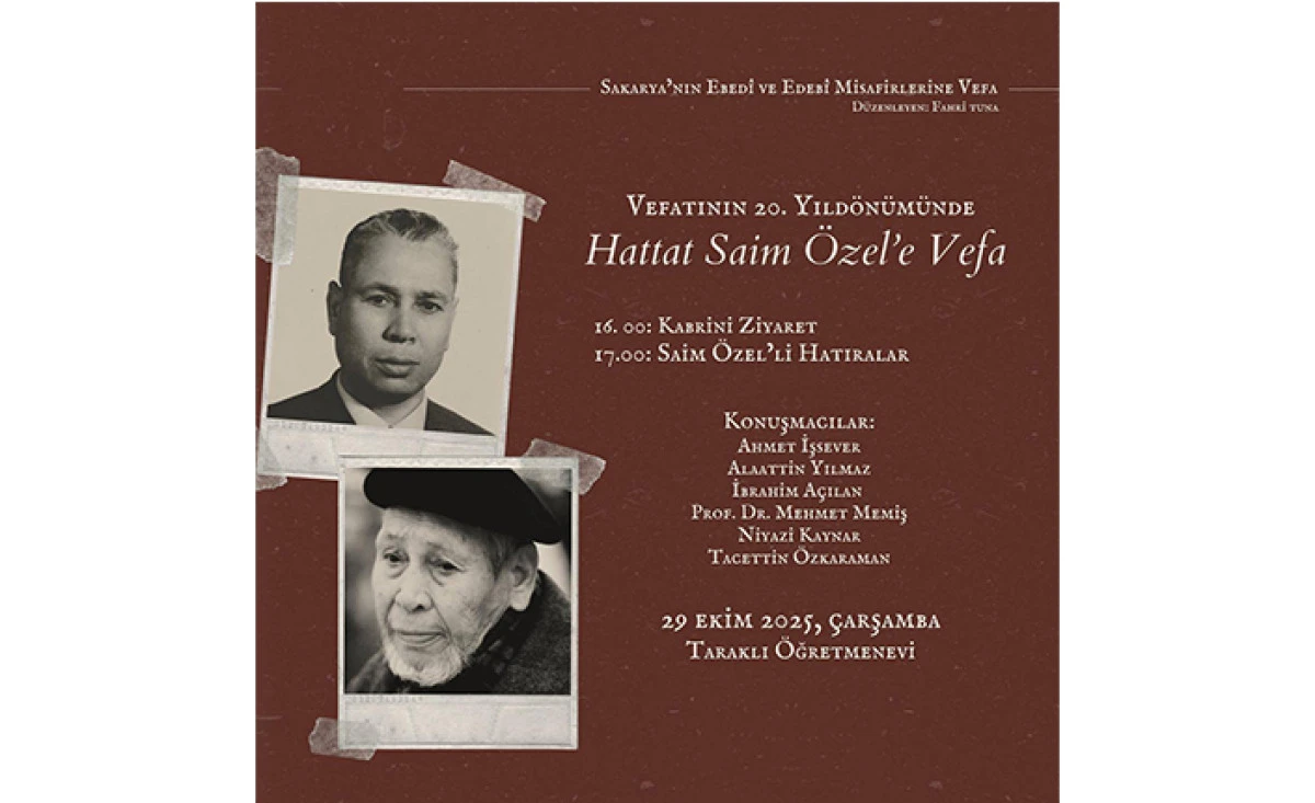 Hattat Hafız Saim Özel’e Vefa Programı Taraklı’da Düzenleniyor