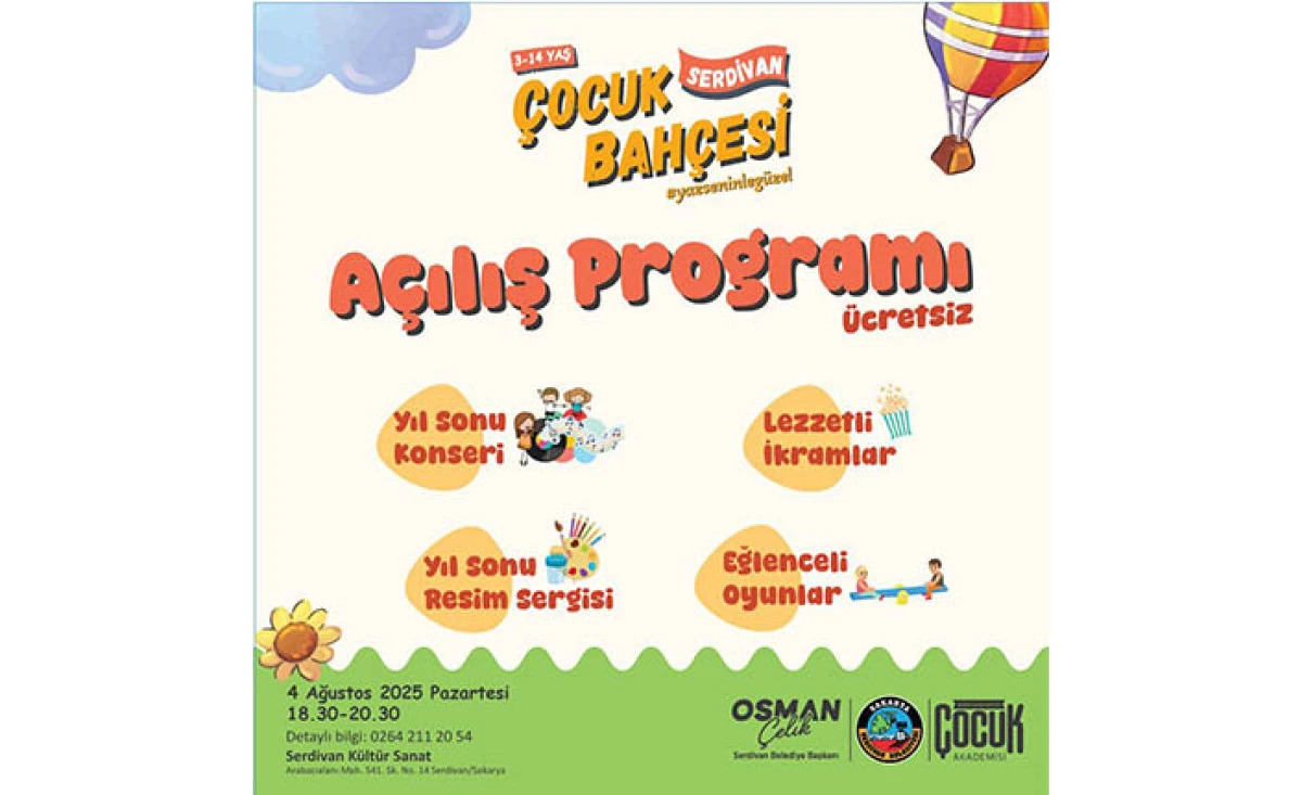Serdivan Çocuk Bahçesi Yeni Döneme Başlıyor