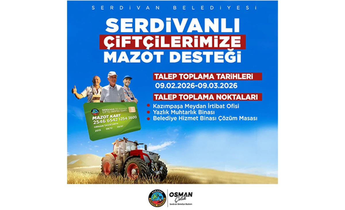 Serdivan&rsquo;da Mazot Desteği İ&ccedil;in Başvuru S&uuml;reci Başlıyor